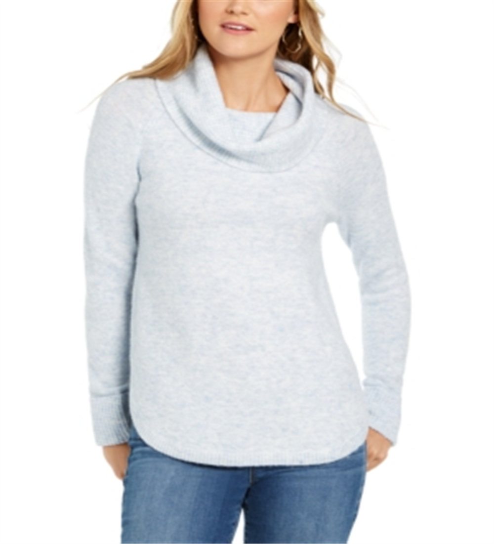 Style & Co Women's Cowlneck Sweater Blue Size Petite Medium