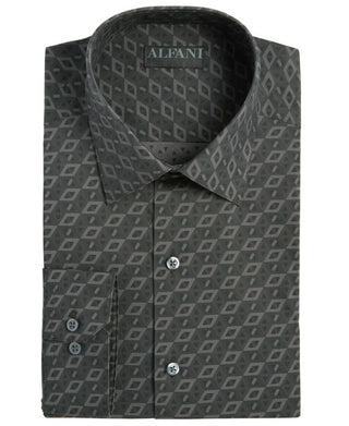 Alfani Men's Athletic Fit Print Dress Shirts Black Size 17-17.5 34-35