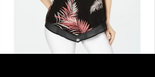 Alfani Women's Embroidered Pointed Hem Top Black Size Petite Medium