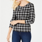 Charter Club Women's Cotton Plaid Top Black Size X-Large