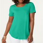 JM Collection Women's Scoop Neck Top Green Size XX-Large
