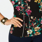 Thalia Sodi Women's Printed Elbow Sleeve Keyhole Top Black Size Small