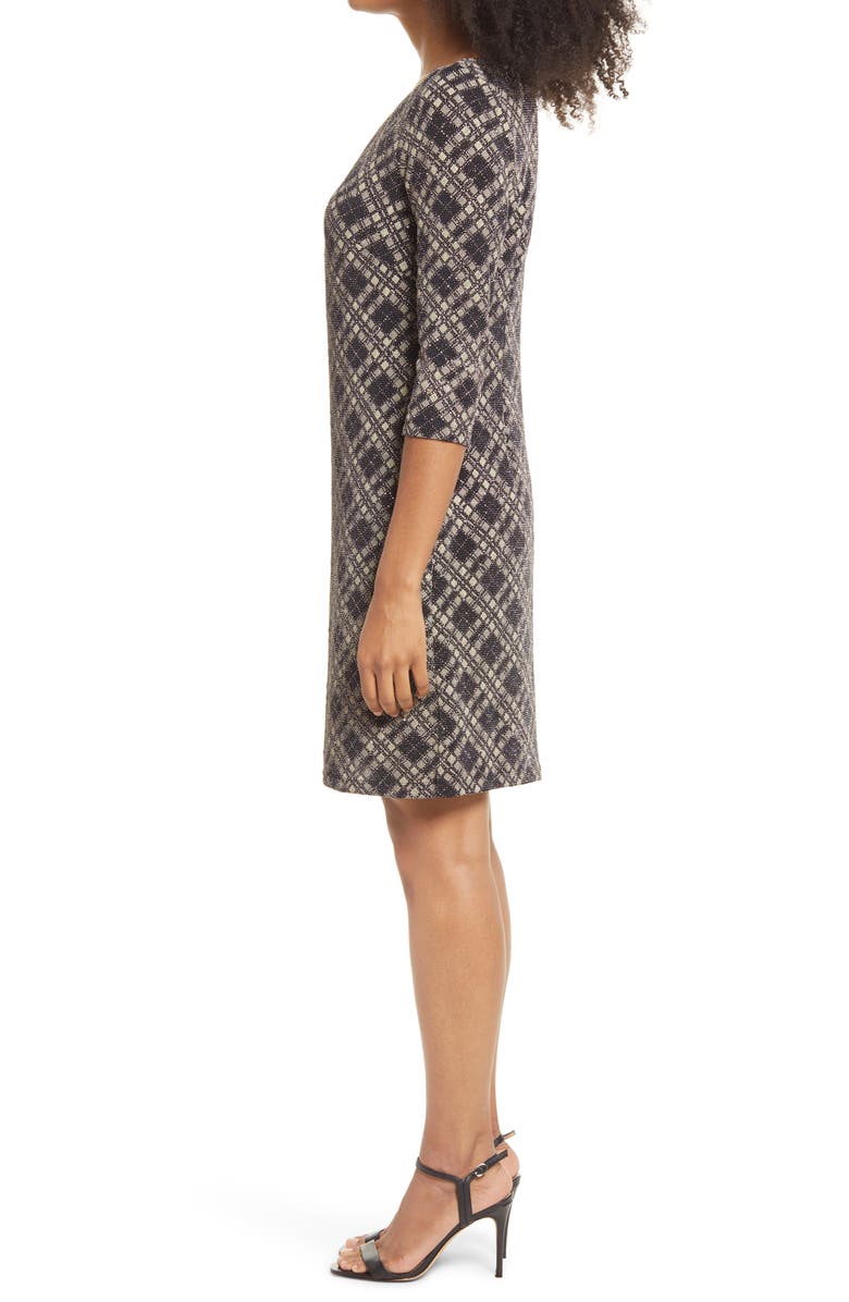 Vince Camuto Women's Plaid Metallic Sheath Dress Gray Size 6