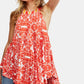 Free People Women's Printed Sleeveless Halter Tank Top Orange Size Medium