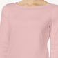 Charter Club Women's Pima Cotton Boat Neck Button Shoulder Top -Pink Size -XS