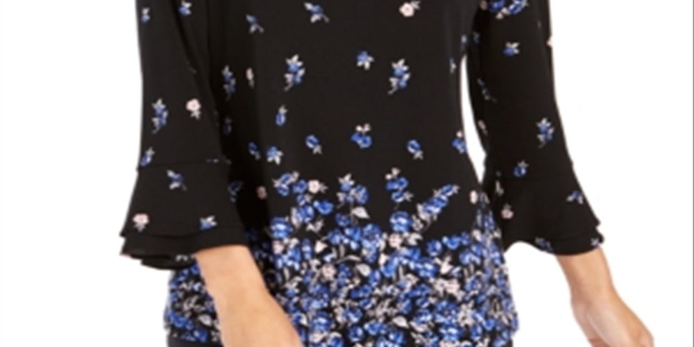 Charter Club Women's Ruffle Cuff Top Blue Size Petite Small