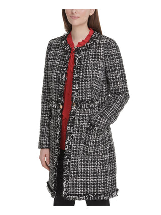DKNY Women's Tweed Top Coat Jacket Black Size 12