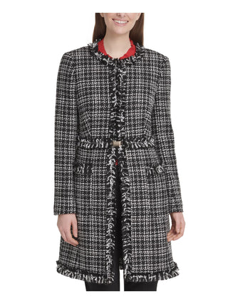 DKNY Women's Tweed Top Coat Jacket Black Size 12
