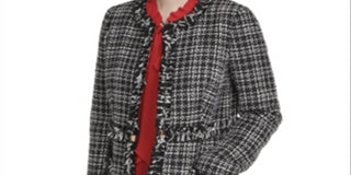 DKNY Women's Tweed Top Coat Jacket Black Size 12