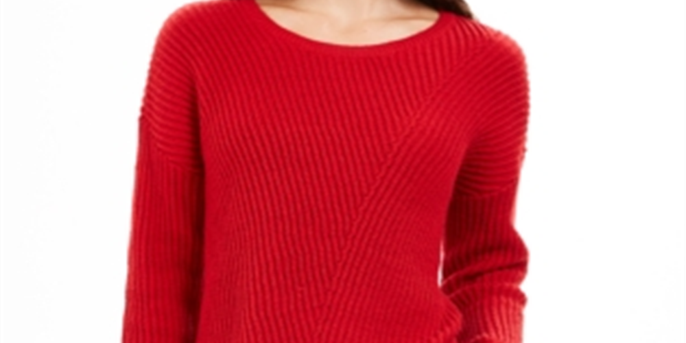 Style & Co Women's Ribbed Drop Shoulder Sweater Red Size Small
