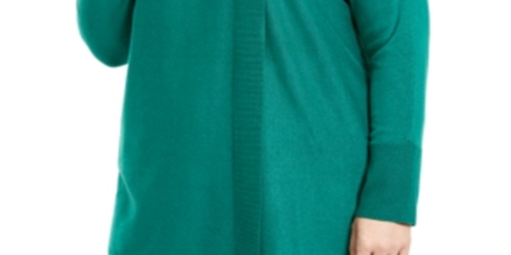 JM Collection Women's Plus Lace up Cowlneck Sweater Green Size 4X