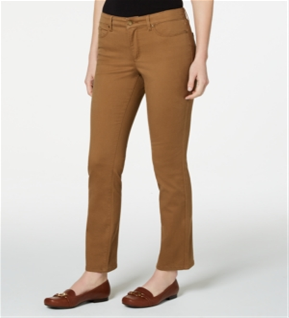 Charter Club Women's Lexington Straight Leg Jeans Brown Size 14 Petite