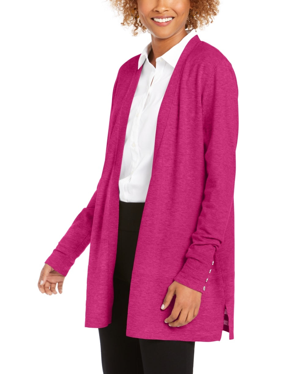Charter Club Women's Open Front Cardigan Pink Size Medium