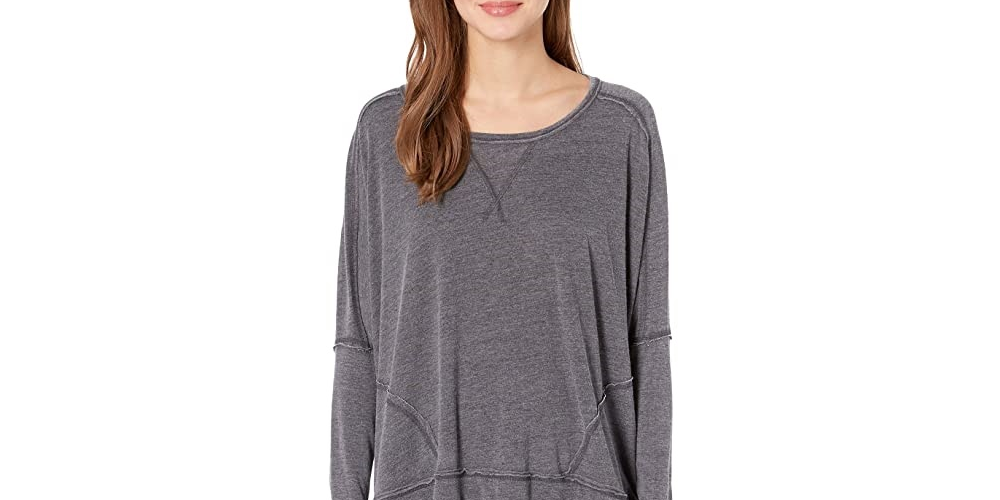 Free People Women's First Choice Long Sleeve Oversize Top Black Size Medium