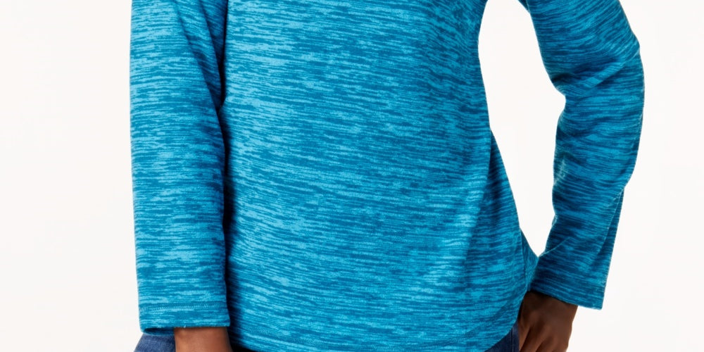 Karen Scott Women's Sport Space Dye Microfleece Top Blue Size Medium