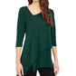 Alfani Women's Asymmetrical Hem 3/4 Sleeve Top Green Size XX-Large
