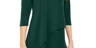 Alfani Women's Asymmetrical Hem 3/4 Sleeve Top Green Size XX-Large
