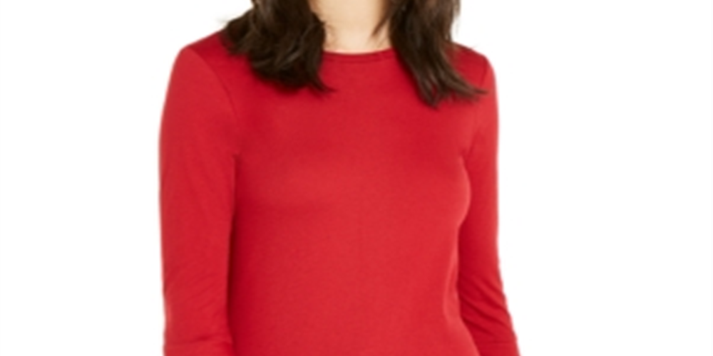 Michael Kors Women's Currant Hardware Bell Sleeve Knit Top Red Size L