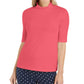 Charter Club Women's Supima Cotton Mock Neck Top  Red Size X-Large