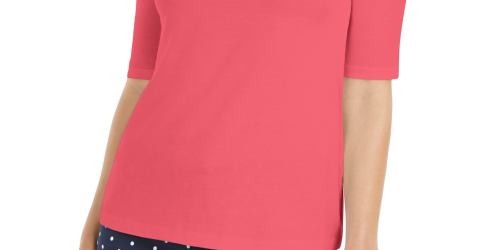 Charter Club Women's Supima Cotton Mock Neck Top  Red Size X-Large