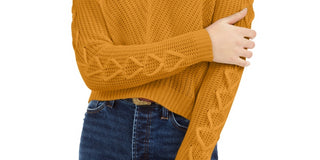 Almost Famous Juniors' Lace-Up Sweater Med Yellow Size Small