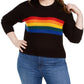 Planet Gold Trendy Plus Size Rainbow Sweater Black Size 2X