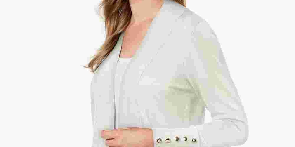 JM Collection Women's Petite Open-Front Cardigan Natural Size Petite X-Large