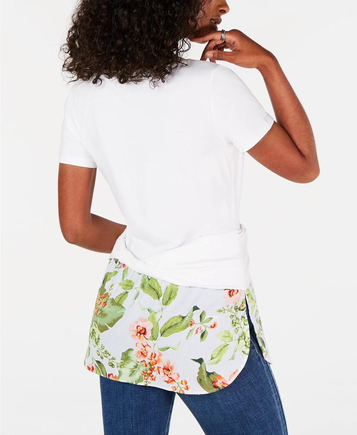 Tommy Hilfiger Women's Twist-Hem Layered-Look Top  White Size X-Large