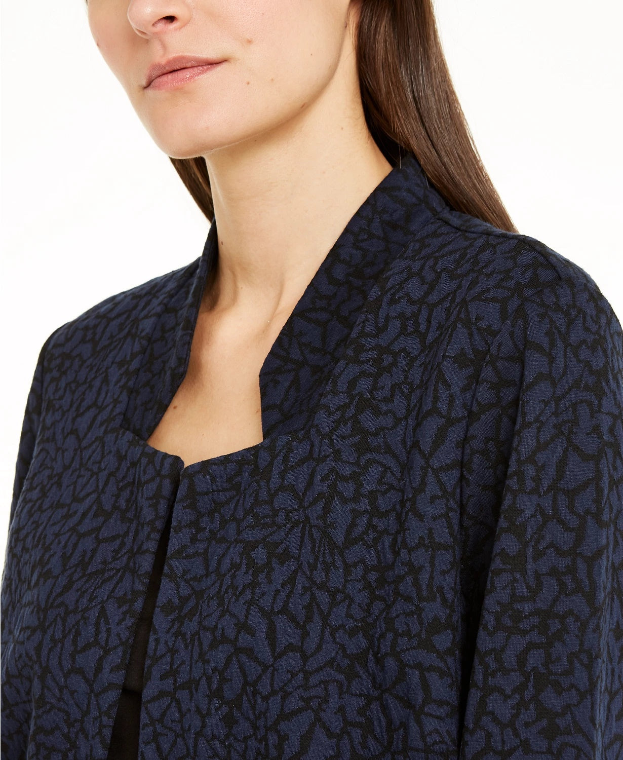 Alfani Women's Petite Open-Front Jacquard Jacket Black PL