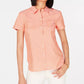 Tommy Hilfiger Cotton Striped Camp Shirt  Orange Size X-Small