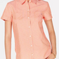 Tommy Hilfiger Cotton Striped Camp Shirt  Orange Size X-Small