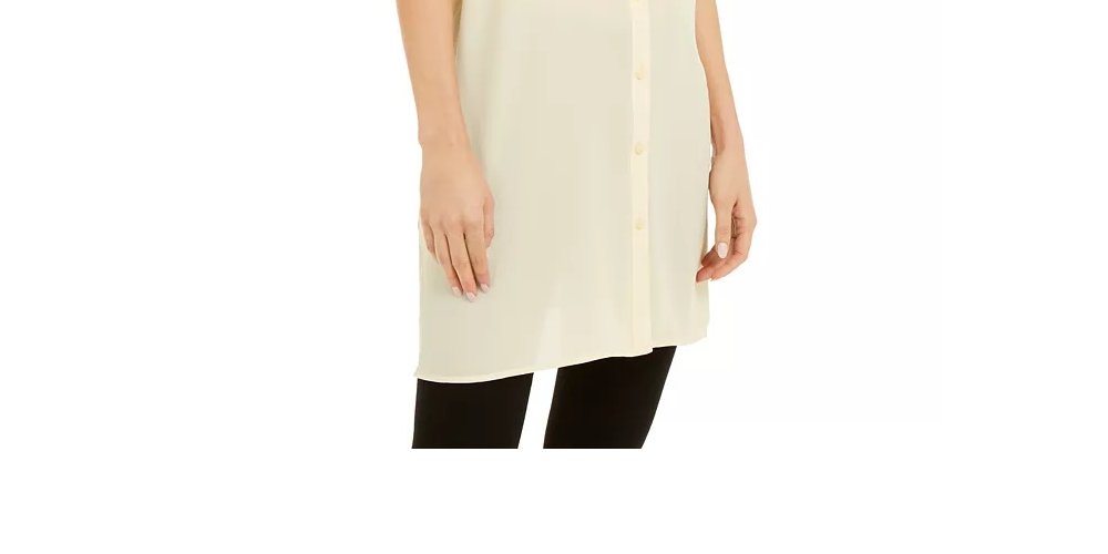 Alfani Roll-Tab Tunic Shirt  Lt/Pas Yel Size S