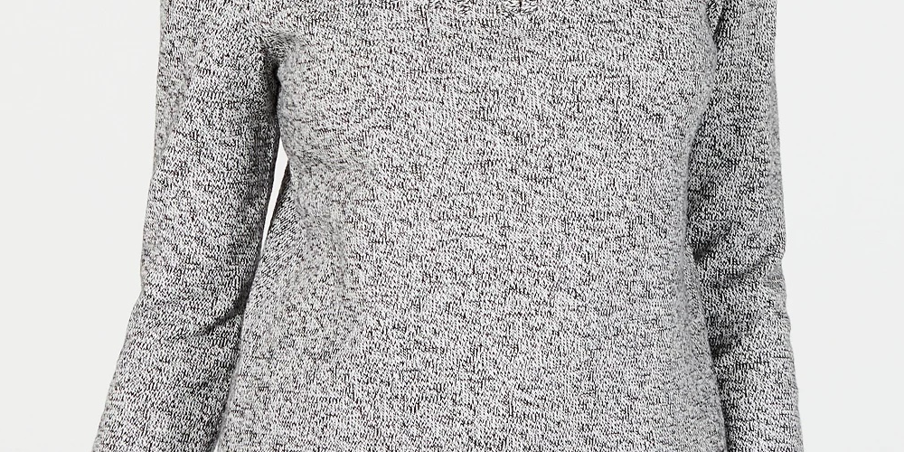 Karen Scott Women's Marled-Knit Quarter-Zip Sweater  White Size Small