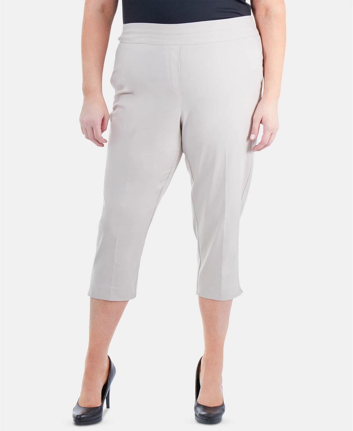 NY Collection Women's Plus Size Pull-On Capri Pants Beige Size 20