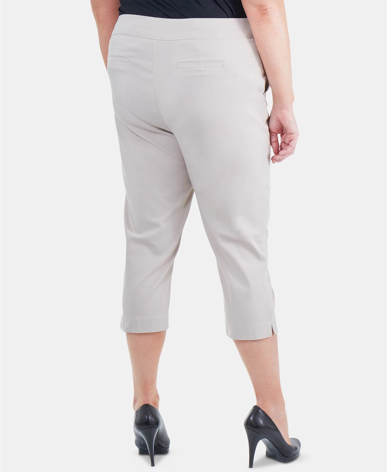 NY Collection Women's Plus Size Pull-On Capri Pants Beige Size 20