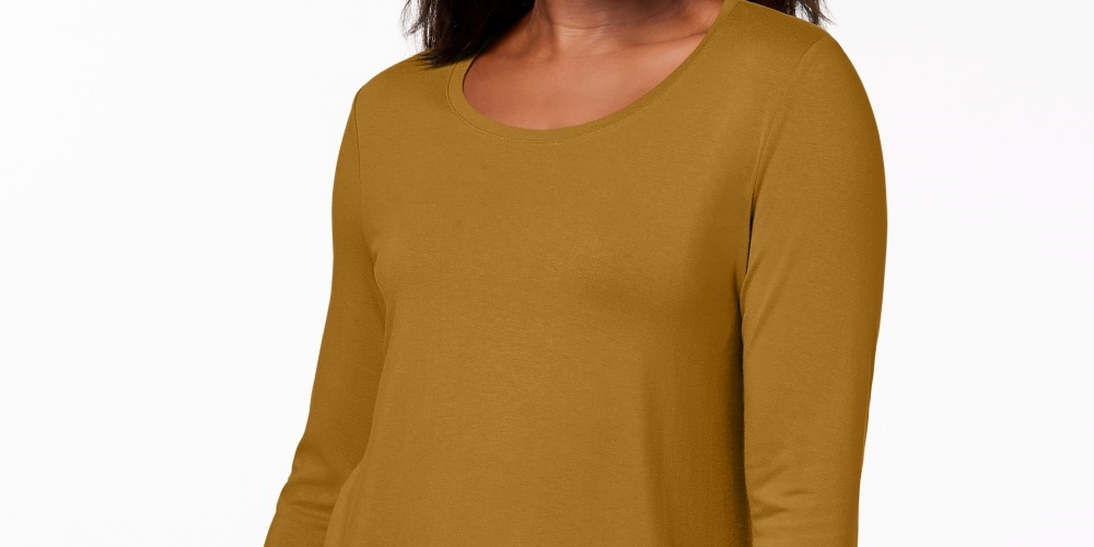 JM Collection Women's Scoop Neck Top Gold Size Small