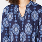 Style & Co Women's Printed Bell Sleeve Tunic Blue Size PP