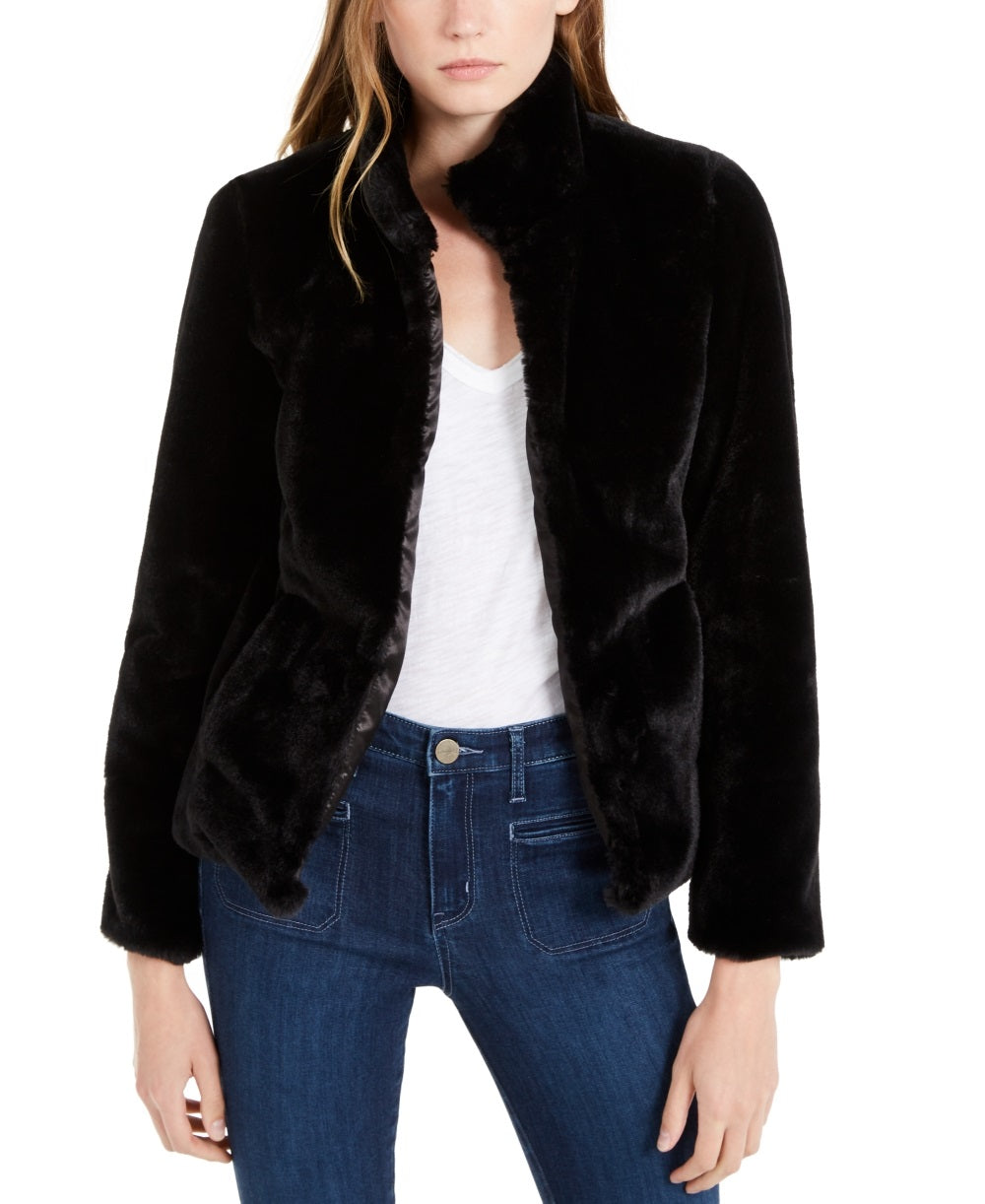 Maison Jules Women's Faux Fur Jacket Black Size X-Small