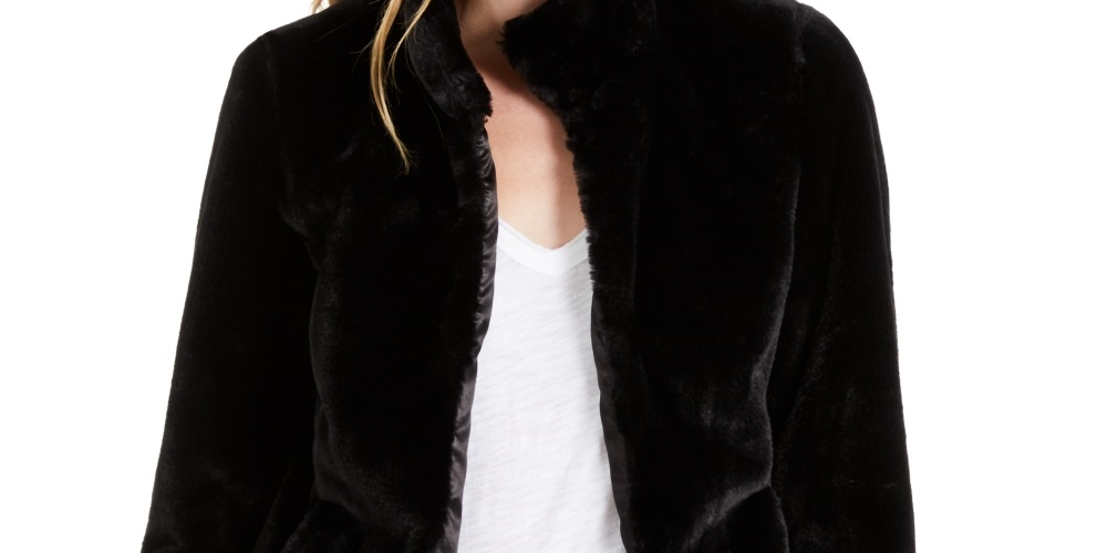 Maison Jules Women's Faux Fur Jacket Black Size X-Small