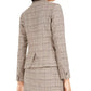 Bar III Women's One Button Plaid Blazer Brown  Size 8