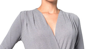 Kit & Sky Women's Metallic Knit Bodysuit Silver Size X-Large