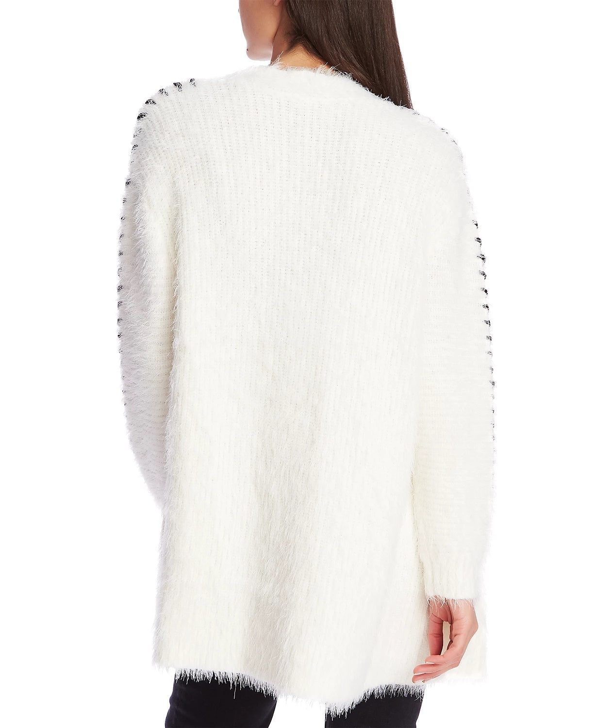 1.STATE Women's Whipstitch Eyelash Cardigan Sweater White