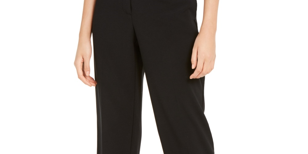 Alfani Women's Buckle Waist Cropped Pants Black Size 2