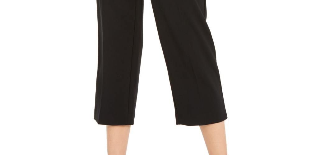 Alfani Women's Buckle Waist Cropped Pants Black Size 2