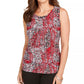 Kasper Women's Printed Sleeveless Scoop Neck Tank Top Red Size PM