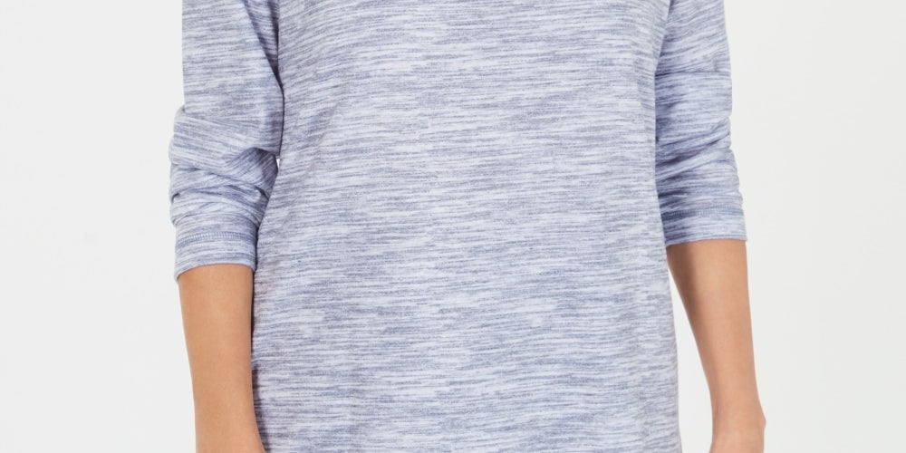 Karen Scott Women's Sport Space Dyed Cowlneck Top Blue Size Medium