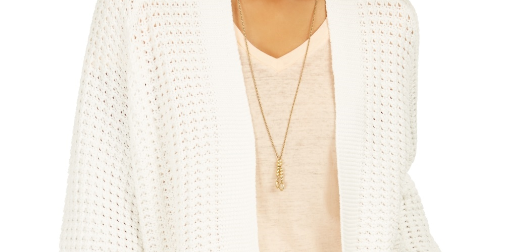 Style & Co Women's Chunky Cable Knit Open Front Cardigan White Size X-Small