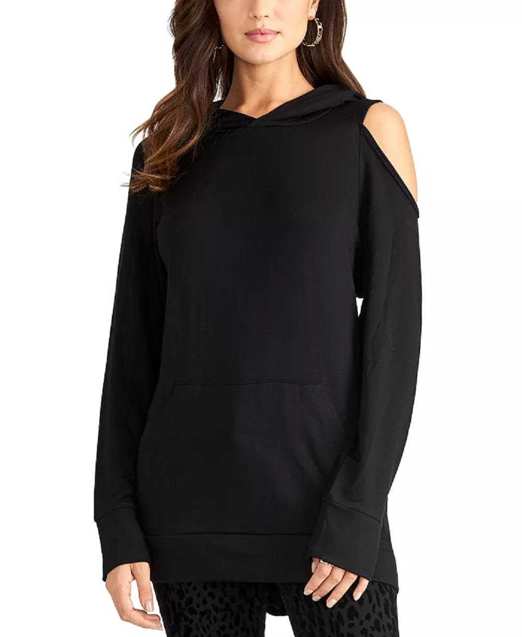 Rachel Roy Women's Cold Shoulder Hoodie Black Size Medium