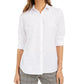 Charter Club Women's Petite Faux-Pearl Button-Front Shirt White PL