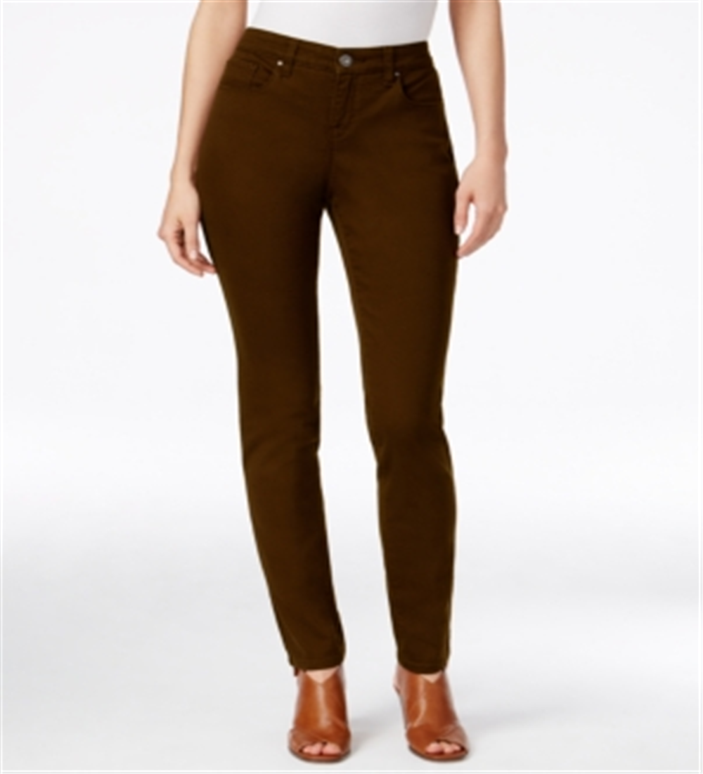 Style & Co Women's Curvy Fit Skinny Fashion Jeans Brown Size 10